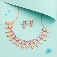 Rose Gold Plated Handcrafted Ad diamond  Stone Necklace set