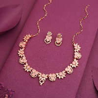 Rose Gold Plated Handcrafted Ruby Stone Studded Necklace Set