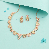 Finely Handcrafted Rose Gold Plated CZ Stone Studded Necklace set