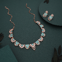 Radiant Rose Gold Plated Necklace Set Featuring Stunning CZ Stones – Handcrafted Luxury for a Chic and Elegant Look