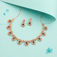 Opulent Rose Gold New Festival design Necklace Set hand - crafted & CZ Stones