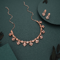 Antique Rose Gold Plated Brilliant Cut Zirconia Royal Necklace Set