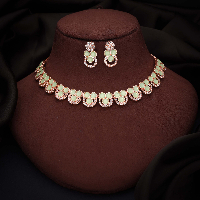 Rose Gold Plated  Handcrafted Ad Diamond jewelry Set.