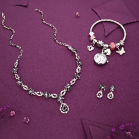 Royal Charm Silver-Plated AD Diamond Necklace Set with Earrings and Elegant Charm Bracelet Watch