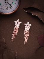 2 Year Warranty  A Touch of Nature: Gorgeous Korean Long Flower Earrings to Complement Your Western Ensemble