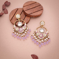 Radiant Reign: Gold Plated Kundan Drop Earrings