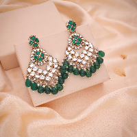 Traditional Indian Jhumka Earrings with Kundan & Pearl - A Touch of Elegance