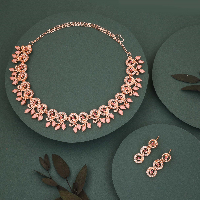 Timeless Beauty: Rose Gold-Plated Necklace Set with Peacock Motif and Matching Earrings