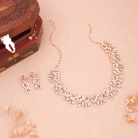 Timeless Beauty: Rose Gold-Plated Necklace Set with Peacock Motif and Matching Earrings