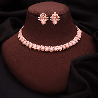 Delicate Rose Gold Plated Jewelry Set - Handcrafted with Pink Stones