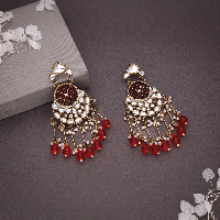 Premium Maroon and White Jhumka Earrings: A Luxurious Touch