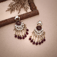 Festive Jhumka Earrings with Maroon and White - Perfect for Celebrations