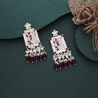 Silver plated Handcrafted  Kundan Ranipink Pearl Earring