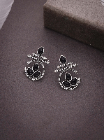 Elegant Black Stone Oxidized Silver Earrings – Traditional Ethnic Jewelry for Women | Elegant Black Stone Oxidized Silver Earrings – Traditional Ethnic Jewelry for Women |