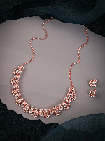 Designer Rose Gold Necklace Set for Women – Stunning Crystal Bridal Jewelry Designer Rose Gold Necklace Set for Women – Stunning Crystal Bridal Jewelry