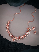 Modern Ethnic Jewelry Set in Rose Gold – Leaf-Shaped Black CZ Necklace & Earrings Modern Ethnic Jewelry Set in Rose Gold – Leaf-Shaped Black CZ Necklace & Earrings