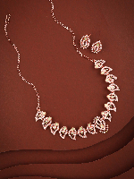 Elegant Rose Gold Necklace Set with Contrast Stones – Ideal for Weddings & Functions Elegant Rose Gold Necklace Set with Contrast Stones – Ideal for Weddings & Functions
