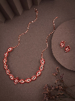 Luxury Party Wear Jewelry Set – Rose Gold Necklace with Black and Clear Crystals Luxury Party Wear Jewelry Set – Rose Gold Necklace with Black and Clear Crystals