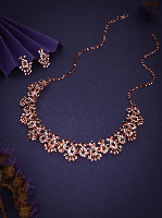 Bold Black Stone Embellished Necklace & Earrings Set in Rose Gold Finish Bold Black Stone Embellished Necklace & Earrings Set in Rose Gold Finish