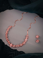 Festive Charm Rose Gold Necklace Set – Sparkling with Black and White CZ Stones Festive Charm Rose Gold Necklace Set – Sparkling with Black and White CZ Stones