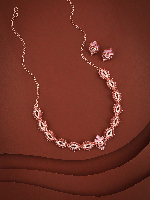 Designer Rose Gold Necklace with Dual-Tone CZ Stones – Party Wear Perfection Designer Rose Gold Necklace with Dual-Tone CZ Stones – Party Wear Perfection