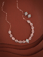 Contemporary Leaf-Inspired Necklace Set – Black CZ & Rose Gold Finish for Women Contemporary Leaf-Inspired Necklace Set – Black CZ & Rose Gold Finish for Women
