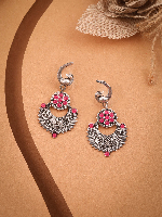 Edgy Oxidised Earrings in Leaf Form – Modern Desi Twist Edgy Oxidised Earrings in Leaf Form – Modern Desi Twist