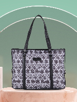 Monochrome Elegance Printed Tote Handbag – Black & White Shoulder Bag for Women