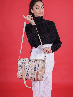 Elegant Beige & Patterned Travel Shoulder Bag for Women – APARISAL Designer Tote