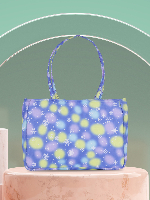 Stylish Blue & Green Snowflake Print Tote Bag – Winter-Inspired Everyday Handbag