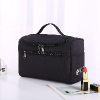 Premium Black Travel Toiletry Bag – Water-Resistant Organizer with Handle and Multi-Zip Compartments