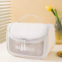 White Transparent Washbag – Waterproof Cosmetic & Toiletry Organizer Travel Pouch