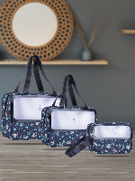 Parisal 3-Piece Floral Transparent Travel Pouch Set – Makeup, Toiletry & Storage Bags