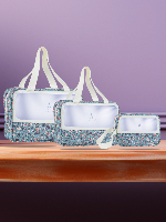 Floral Print Travel Toiletry Organizer Bag Set – 3 Pieces | Transparent Zipper Bags for Cosmetics, Makeup & Essentials