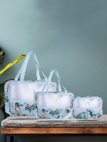 Marble Print Travel Organizer Bag Set – 3 Pieces | Transparent Multipurpose Cosmetic & Toiletry Pouches