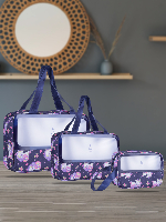 Unicorn Print Travel Bag Set – 3-Piece Transparent Toiletry & Makeup Organizers