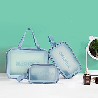 Elegant Light Blue Transparent Washbag Set – Toiletry & Cosmetic Travel Organizer Elegant Light Blue Transparent Washbag Set – Toiletry & Cosmetic Travel Organizer