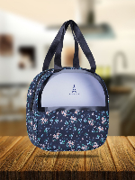 Parisal Floral Navy Oval Washbag – Elegant Travel Pouch for Toiletries & Makeup