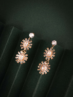Royal Inspired Gold Polish White AD Dangler Earrings – Classic Bridal Style