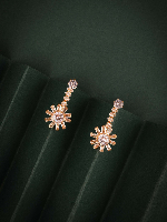 Stunning Gold Plated AD Earrings with Double Layered Teardrop Crystals