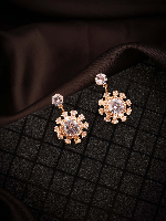 Graceful Gold Finish AD Earrings with Dual Teardrop Design for Women