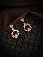 Exquisite Gold Plated White AD Crystal Drop Earrings for Women