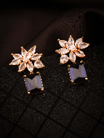 Designer Gold Finish Double Drop White AD Earrings for Special Occasions