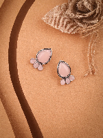 Antiqued Silver-Tone Teardrop Stud Earrings with Cascading Gem Accents Antiqued Silver-Tone Teardrop Stud Earrings with Cascading Gem Accents