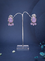 Antiqued Silver-Tone Teardrop Stud Earrings with Cascading Gem Accents Antiqued Silver-Tone Teardrop Stud Earrings with Cascading Gem Accents