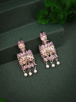 Bohemian Style Silver Etched Earrings with Lavender Accents and Dangling White Beads Bohemian Style Silver Etched Earrings with Lavender Accents and Dangling White Beads