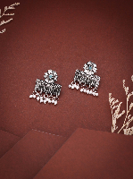 Antiqued Silver-Tone Floral Panel Dangle Earrings with Teal Stone & Pearl Drops Antiqued Silver-Tone Floral Panel Dangle Earrings with Teal Stone & Pearl Drops