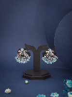 Oxidized Silver Jhumka-Style Studs with SkyBlue Stones Oxidized Silver Jhumka-Style Studs with SkyBlue Stones