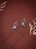 Oxidized Silver Nature-Inspired Studs with Pink Accent Oxidized Silver Nature-Inspired Studs with Pink Accent