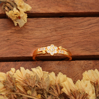 Adjustable Gold Plated Designer Ring with X-Pattern and Sparkling CZ Accents